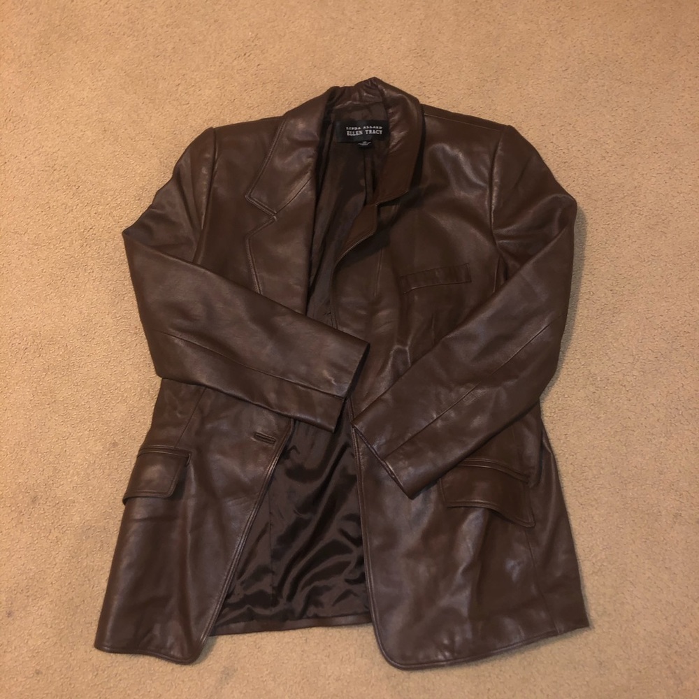 Chocolate brown 100% leather jacket!!